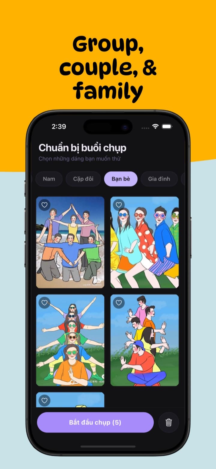 Group, couple and family poses