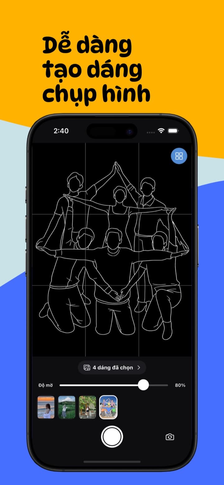 Khung dáng nhóm bạn hiện trên camera